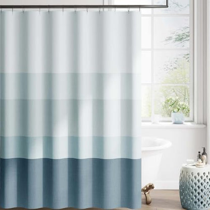 jinchan Extra Long Blue Shower Curtain for Bathroom 70x84 inch 12 Hooks