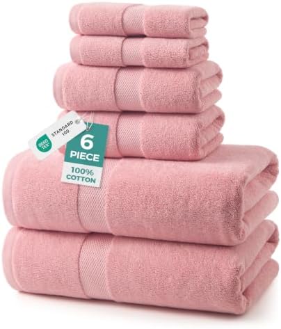 ecolook Ultra Soft 6-Piece Towel Set, 100% Cotton