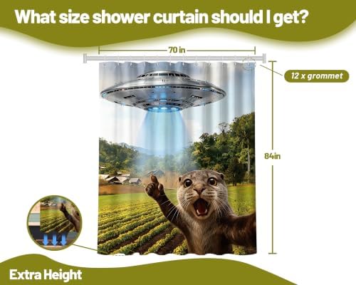 Extra Long 84 Inchs Shower Curtain Extra Tall Funny Otter XL Shower Unique Humorous Curtains for Large Bathroom Decor Sets, Waterproof Cloth Fabric with Hooks, 70 x 84 Inch