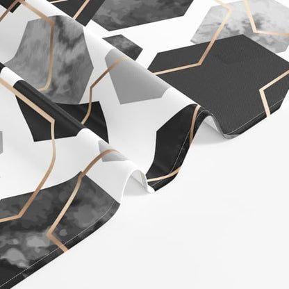 deFouliao Black Shower Curtain Modern Abstract Geometric Grid Bathroom Curtain Sets for Bathtub Home Art Decor, Waterproof Fabric Washable with Hooks, 72x78 Inch