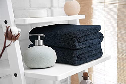 BIOLINEN Black Bath Towels 30x60, 100% Cotton Large Bath Sheet, Soft Absorbent Quick Dry Oversized Towels for Bathroom Gym Spa Hotel Pool