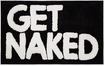 Get Naked Bath Mat Black - Cute Black and White Bathroom Rugs, 31" x 20"