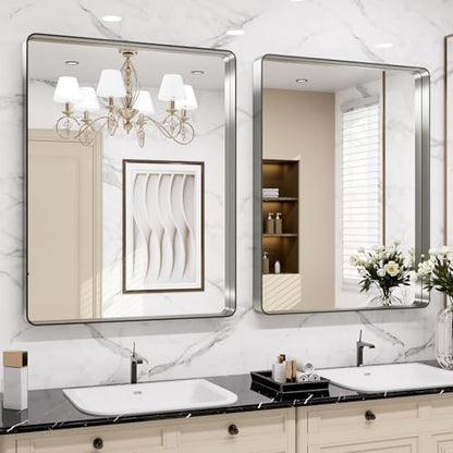 LOAAO 24X36 Inch Brushed Nickel Bathroom Mirror (Pack of 2)