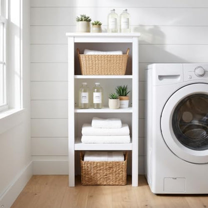 Alaterre Furniture Dorset Bathroom Storage Shelf Hutch, White, 17”W x 29”H