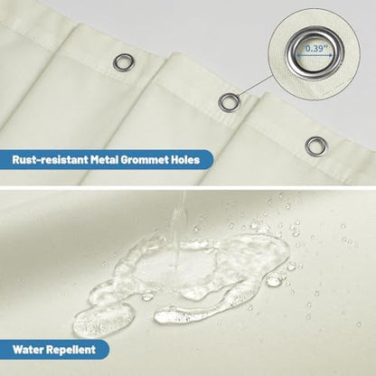 1 Pack Water-Repellent Fabric Shower Curtain Liner, 72x84 Cream