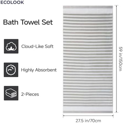 ecolook Microfiber Bath Towel Set of 2, Gray