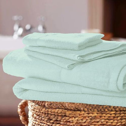 BOUTIQUO 8 Piece Towel Set 100% Ring Spun Cotton, 2 Bath Towels 27X54, 2 Hand Towels 16X28 and 4 Washcloths 13X13 - Ultra Soft Highly Absorbent Machine Washable Hotel Spa Quality - Sea Green
