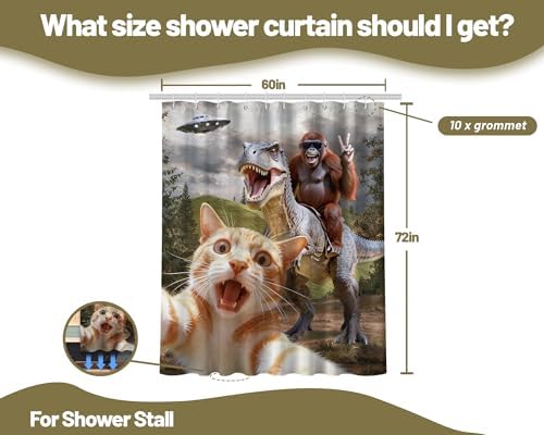 Funny Cat Shower Curtain Monkey, 60x72 Inchs