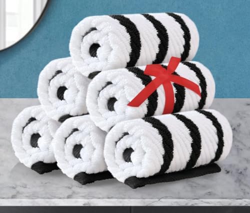 VOOVA & MOVAS Wash Cloths 4PC, 100% Cotton, 13x13 in, Black White
