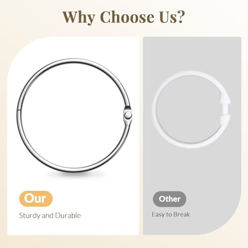 Bathway Shower Curtain Rings, Bathway Shower Curtain Hooks Anti-Drop Shower Rings for Curtain, Metal Shower Curtain Rings Rust Proof, Chrome Shower Hooks for Shower Curtain Rod, Shower Rod Hook 12Pcs