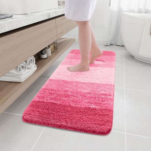 Arotive Microfiber Bathroom Rugs, Shaggy Soft Absorbent Bath Rug, 47x17
