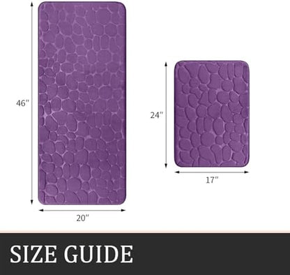 YIHOUSE Bathroom Rugs Mat Set, Memory Foam Bath Mat 2 Piece Purple