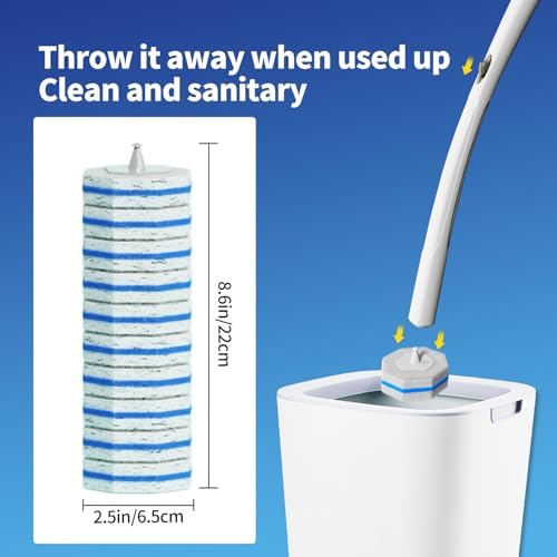 Hohoky 100pc Bulk Toilet Brush Refills - Disposable Toilet Brush Replacement Heads, Pack for Household Cleaning Bathroom cleaners Compatible Heads,washroom mats Cleaning System,Clean Refill Pads.