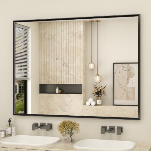 Black Framed Bathroom Mirror for Over Sink 48x36
