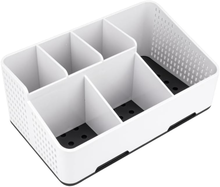 TQRR Bathroom Counter Organizer with Drainage, 6 Slots Toothbrush Holders
