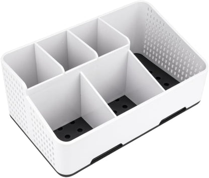 TQRR Bathroom Counter Organizer with Drainage, 6 Slots Toothbrush Holders