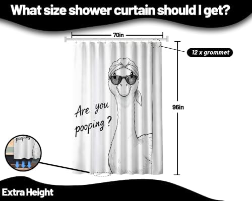 Extra Long Shower Curtain 96 Inchs Extra Tall Funny Duck XL Cute Animal Shower Curtains for Large Bathroom Decor Sets, Waterproof Cloth Fabric with Hooks, 70 x 96 Inch