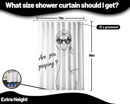 Extra Long Shower Curtain 96 Inchs Extra Tall Funny Duck XL Cute Animal Shower Curtains for Large Bathroom Decor Sets, Waterproof Cloth Fabric with Hooks, 70 x 96 Inch