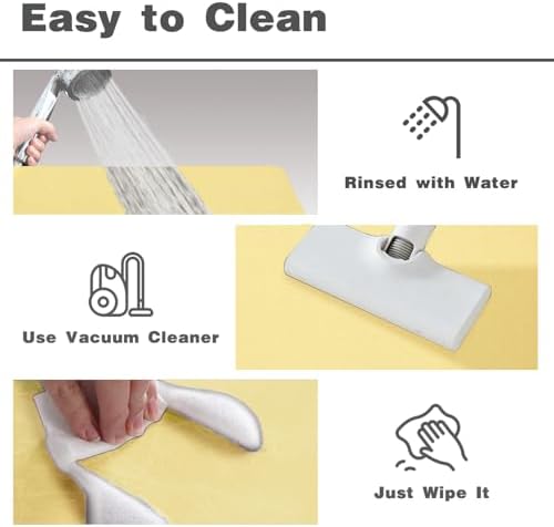 TYUU Thin Bath Mat, Bathroom Rugs Non Slip Washable, 20x48 Light Yellow