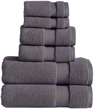 Modern Threads Luxury 6-Piece Quick-Dry Towel Set – Plush & Ultra-Absorbent for Spa-Like Experience, Gray