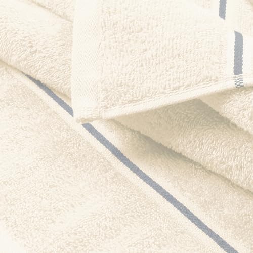MyOwn Ultra Soft 6 Pack Cotton Towel Set, Contains 2 Bath Towels 28x55 inch, 2 Hand Towels 16x24 inch & 2 Wash Coths 12x12 inch, Ideal Everyday use, Compact & Lightweight - Ivory