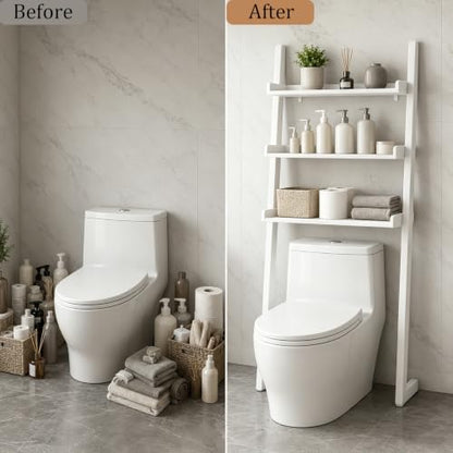 3-Tier Bathroom Over Toilet Storage for Small Space (White)