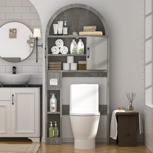Spurgehom Over Toilet Storage Cabinet, Bathroom Arch Organizer, Grey