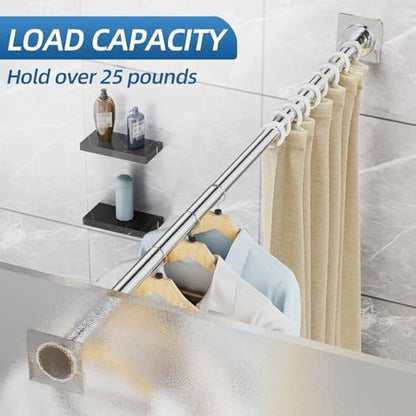 CorkLatta Chrome Adjustable Shower Curtain Rod 32 to 92 inch with 2 Holders