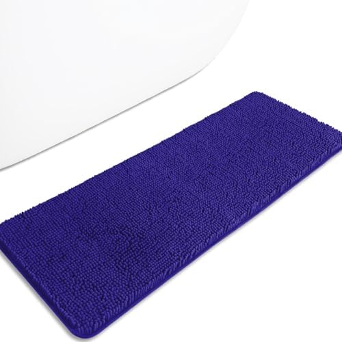 Bathroom Runner Rug 47 x 17 Inch – Long Bath Mat | Absorbent and Washable Thick Chenille Bath Rug Non-Slip Runner Rug for Bathroom, Shower, Sink(Royal Blue)