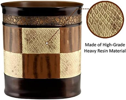 Zahari Home 2pc Zambia Animal Print Bath Accessories Set Waste Basket & Tissue Box Modern Classic Contemporary Decorative Beautiful Designs Bathroom Decor Set for Home Luxury Bath Set