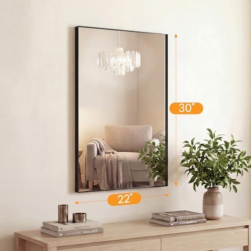 NEWBULIG 22"x30" Wall Mirror, Bathroom Mirrors for Over Sink, Black