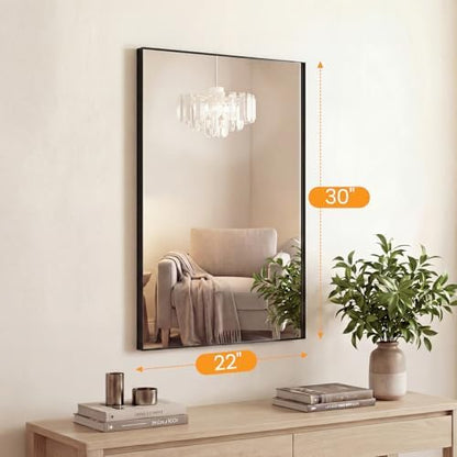 NEWBULIG 22"x30" Wall Mirror, Bathroom Mirrors for Over Sink, Black