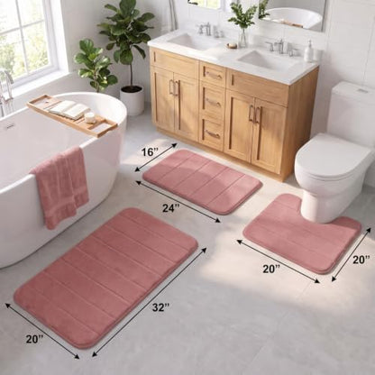 Memory Foam Bathroom Rugs Sets 2 Piece Dusty Rose