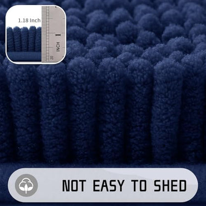 Yimobra Long Bathroom Rugs 47"x24", Extra Soft Non Slip Bath Mat for Tub, Super Absorbent Quick Dry Shaggy Rug Floor Carpet, Machine Washable,Navy Blue