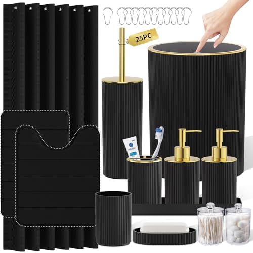Black Gold Bathroom Accessories Set - Bathroom Sets