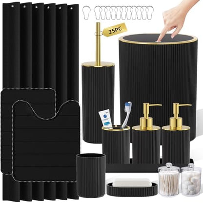 Black Gold Bathroom Accessories Set - Bathroom Sets