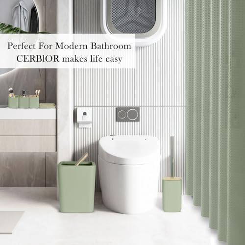 CERBIOR Bamboo Bathroom Accessory Set with Shower Curtain,Green,20PCS