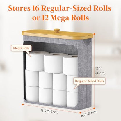 Lifewit Toilet Paper Storage Holder Extra Large Stand Basket 30L Light Gray