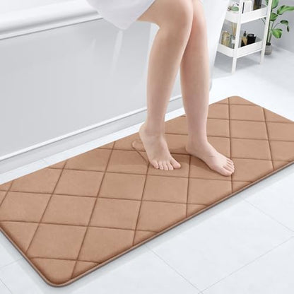 OLANLY Memory Foam Bath Mat 47x20, Ultra Soft and Absorbent Bathroom Rugs
