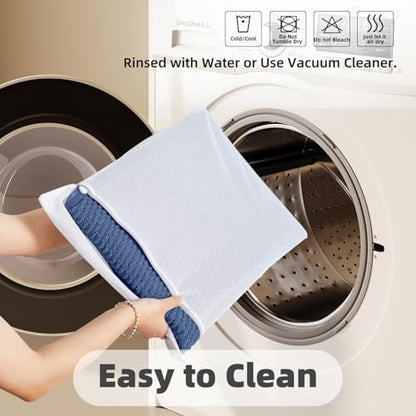 TYUU Toilet Rug, Thin Toilet Rugs U Shaped Washable Non Slip Absorbent Quick Dry Low Pile Toilet Mat, Navy Blue 20"x24" U Shape