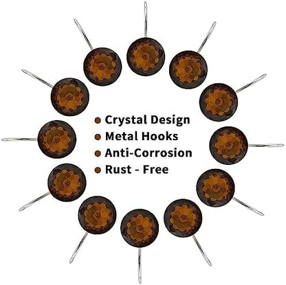 Brown Diamond Crystal Bling Shower Curtain Hooks Rings for Bathroom,12PCS