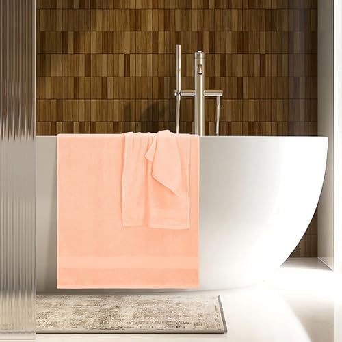 Belizzi Home 8 Piece Towel Set 100% Ring Spun Cotton, 2 Bath Towels 27x54, 2 Hand Towels 16x28 and 4 Washcloths 13x13 - Ultra Soft Highly Absorbent Machine Washable Hotel Spa Quality - Peach