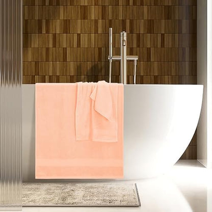 Belizzi Home 8 Piece Towel Set 100% Ring Spun Cotton, 2 Bath Towels 27x54, 2 Hand Towels 16x28 and 4 Washcloths 13x13 - Ultra Soft Highly Absorbent Machine Washable Hotel Spa Quality - Peach