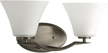 Progress Lighting P2005-20W Bravo Collection Etched Glass Modern Bath Vanity Light, 2-Light, Antique Bronze