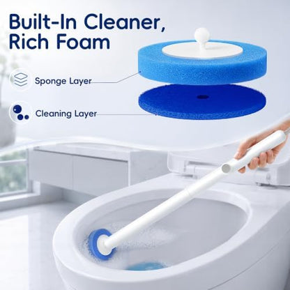 Disposable Toilet Brush Wand System, Toilet Bowl Cleaning Wand Kit with Disposable Refill Heads and Press Button Handle, for Daily Bathroom Cleaning Storage Box Set 1 Wand and 21 Refill Heads