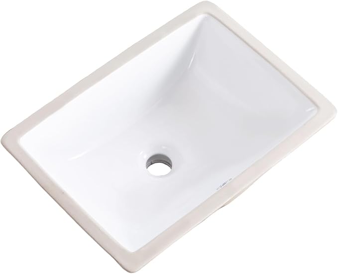 18 Inch Undermount Bathroom Sink White Rectangular,Overflow Type | Ceramic Under Counter Bathroom Sink for Cabinet Porcelain Vanity Sinks (18.3"x13.0")