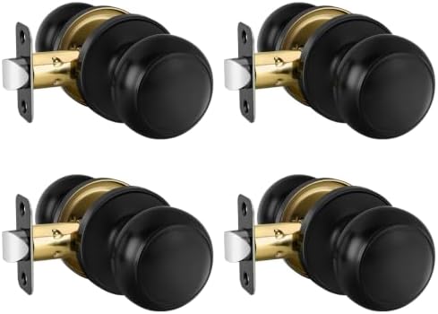 Haidms 4 Pack Matte Black Passage Door Knobs, Black Closet Door Knobs,Passage Doorknobs Interior for Closet or Hall, Hallways