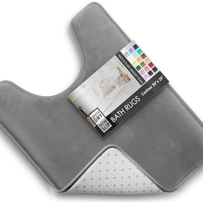Clara Clark Bathroom Rugs, Velvet Memory Foam Bath Mat, Non-Slip Bath Rugs, Machine Wash, Dries Quickly, Ultra Soft Plush Bath Mats for Bathroom, 20 x 24, Grey