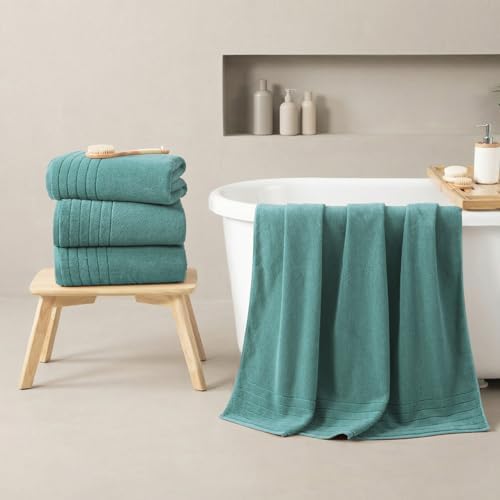 REDKISS 2 Pack Extra Large 35x70 Inch Cotton Bath Towels, Blue