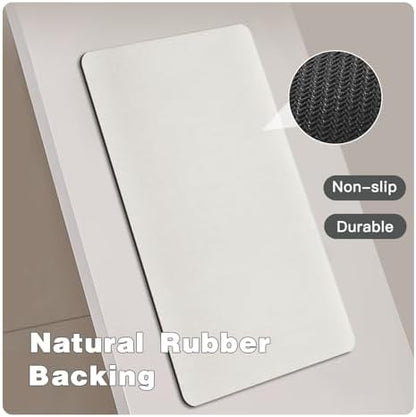 TYUU Thin Bath Mat, Bathroom Rugs Non Slip Washable, 24x36 White